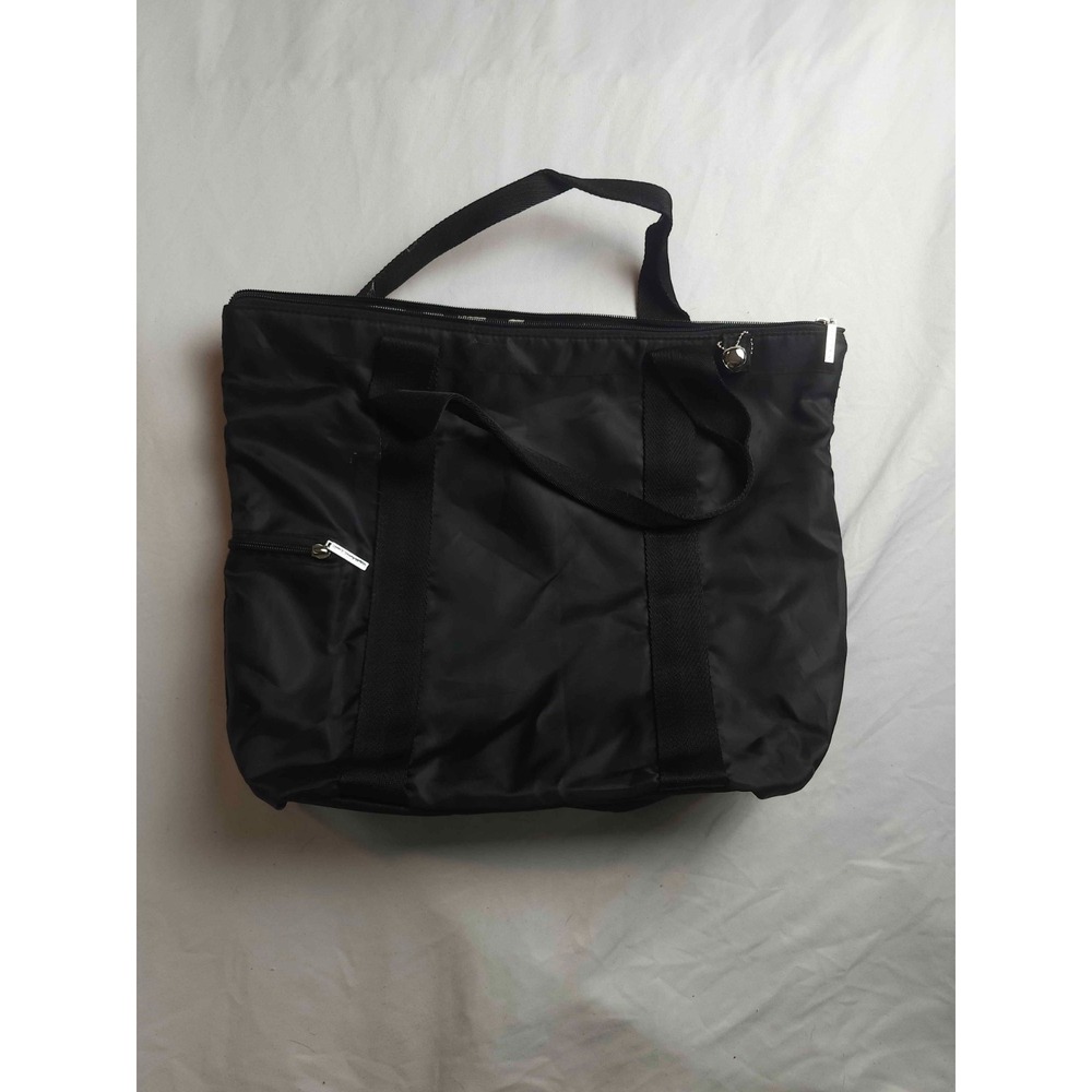 Bath Body Works Black Nylon Zipper Tote Bag Womens Large Zebra Print Lining Gym